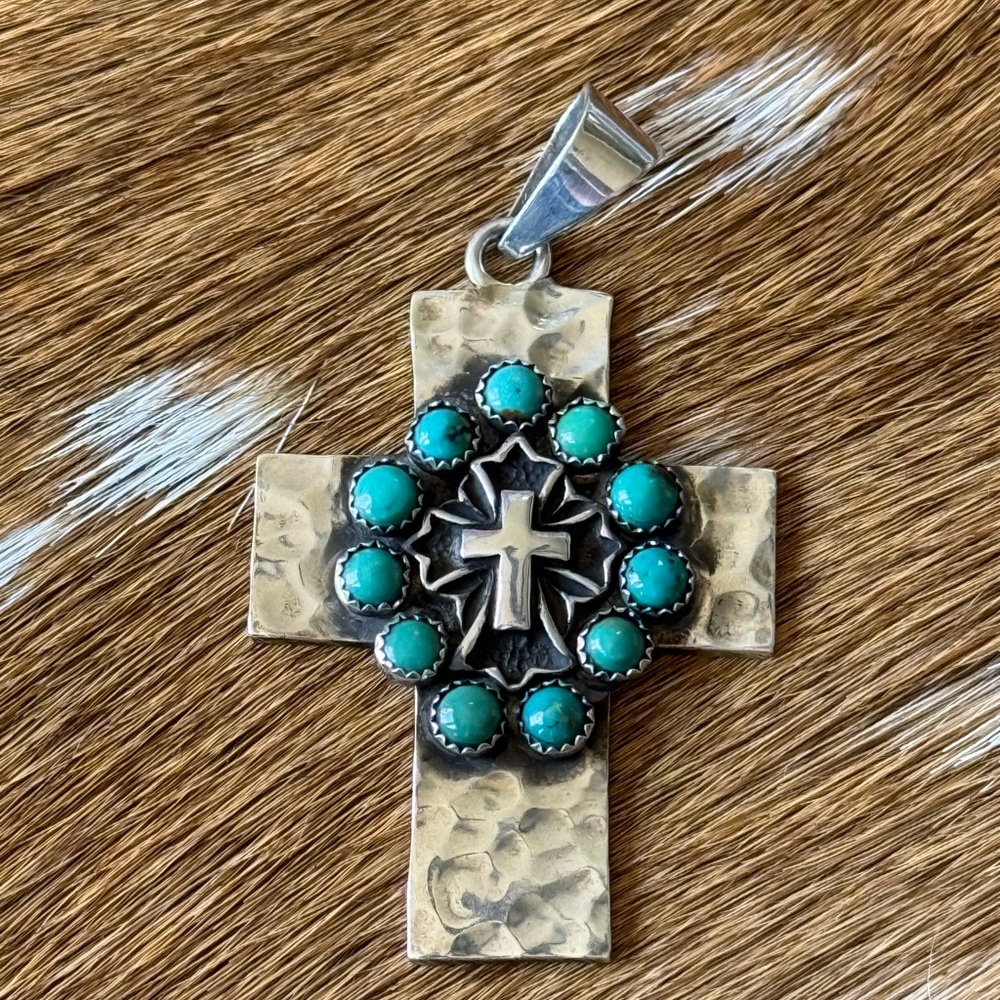 🛑SOLD🛑Richard Schmidt Sterling Silver & Turquoise Cross Pendant